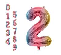 WedDecor 32 Inch Foil Balloons Number 2, Self Sealing Foil Balloons, Self Inflating Number Balloons for Birthday Parties, New Year Decorations, Anniversaries, Party Supplies, Rainbow