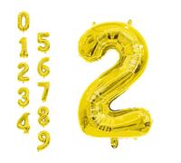 WedDecor 32 Inch Foil Balloons Number 2, Self Sealing Foil Balloons, Self Inflating Number Balloons for Birthday Parties, New Year Decorations, Anniversaries, Party Supplies, Gold