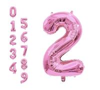 WedDecor 32 Inch Foil Balloons Number 2, Self Sealing Foil Balloons, Self Inflating Number Balloons for Birthday Parties, New Year Decorations, Anniversaries, Party Supplies, Pink