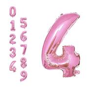 WedDecor 32 Inch Foil Balloons Number 4, Self Sealing Foil Balloons, Self Inflating Number Balloons for Birthday Parties, New Year Decorations, Anniversaries, Party Supplies, Pink