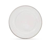 WedDecor 33cm Clear Charger Plates with Silver Trim Design, Acrylic Round Dinnerware for Centerpiece Presentation, 1pc Dinner Plate for Weddings, Events, Banquets & Christmas Table Decorations
