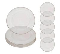 WedDecor 33cm Clear Charger Plates with Silver Trim Design, Acrylic Round Dinnerware for Centerpiece Presentation, Set of 12 Dinner Plate for Weddings, Events, Banquets & Christmas Table Decorations