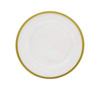 WedDecor 33cm Round Charger Plate, 1pc Charger Plate, for Centerpiece Presentation Dinner Plate Set, Weddings, Banquets, Christmas Parties Table Decorations, Gold Trim Pearl Flower