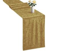 WedDecor 33cm x 274cm Premium Crushed Velvet Table Runner, Gold Dining Glitz Soft Fabric For Kitchen Wedding Banquet & Special Events Party Table Linen Layout Decoration, 1pc