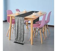 WedDecor 33cm x 274cm Table Runner Crushed Velvet Soft Fabric Dining Glitz Washable Table Runners For Wedding, Kitchen, Birthday, Reception, Banquet, Special Events Dinner Party Decoration, Silver