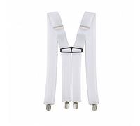 WedDecor 35mm Elasticated Men’s Braces X Back Non-Slip Locking Strong Clip on Loops Adjustable Suspenders Trousers Fashion Accessories for Formal & Casual Outfits, White