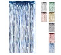 WedDecor 3ft x 6.5ft Blue Tinsel Foil Fringe Curtains Glitter Metallic Tinsel Curtains Hanging Streamers for Birthday Party Decoration Wedding Photo Backdrop Christmas Baby Shower, 1 Pack