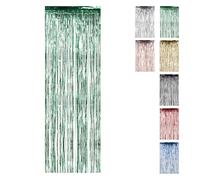 WedDecor 3ft x 9.8ft Green Tinsel Foil Fringe Curtains Glitter Metallic Tinsel Curtains Hanging Streamers for Birthday Party Decoration Wedding Photo Backdrop Christmas Baby Shower, 1 Pack
