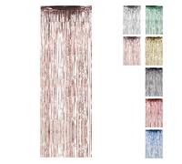 WedDecor 3ft x 9.8ft Rose Gold Tinsel Foil Fringe Curtains Glitter Metallic Tinsel Curtains Hanging Streamers for Birthday Party Decoration Wedding Photo Backdrop Christmas Baby Shower, 1 Pack
