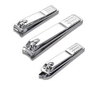 WedDecor 3pcs Silver Stainless Steel Nail Clippers for Thick Toenails, Manicure Pedicure Kit for Fingernails & Toenails, and Curved & Slant Nipper for Cuticle Extraction - Heavy Duty Nail Cutter Set