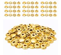 WedDecor 4 Parts Press Studs Snap Fasteners Button Replacement for Clothing, Canvas, Fabric, Wood, Fashion Accessory DIY Craft Project, 10mm, Gold, 50pcs