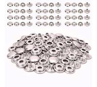 WedDecor 4 Parts Press Studs Snap Fasteners Button Replacement for Clothing, Canvas, Fabric, Wood, Fashion Accessory DIY Craft Project, 10mm, Silver, 100pcs