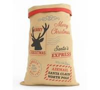 WedDecor 4 Pcs Christmas Themed Traditional Santa Sack, 50 x 70 cm Large Air Mail Xmas Santa Sack Father Christmas Stocking Socks Xmas Gifts Bag for Kids Gifting, Santa Express