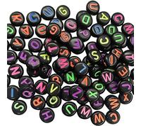 WedDecor 400pcs Alphabet Letter Beads Black Round Random A-Z 6.5mm Acrylic Beads for Jewelry Making, DIY Handcrafts, Necklaces, Key Chains, Bracelets, Arts & Crafts Projects