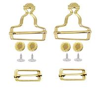 WedDecor 40mm Metal Dungaree Buckles with Tri-Glide Sliders and No-Sew Jean Buttons - Durable Adjustable Fasteners for Bib Overalls, Fashion Design & Handmade Tailoring Projects, Gold, 4pcs Set