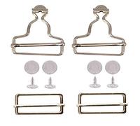 WedDecor 40mm Metal Dungaree Buckles with Tri-Glide Sliders and No-Sew Jean Buttons - Durable Adjustable Fasteners for Bib Overalls, Fashion Design & Handmade Tailoring Projects, Silver, 10pcs Set