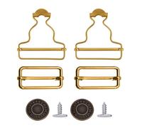 WedDecor 40mm Metal Dungaree Buckles with Tri-Glide Sliders and No-Sew Jean Buttons - Durable Adjustable Fasteners for Bib Overalls, Fashion Design & Handmade Tailoring Projects, Bronze, 2pcs Set