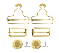 WedDecor 40mm Metal Dungaree Buckles with Tri-Glide Sliders and No-Sew Jean Buttons Durable Adjustable Fasteners for Bib Overalls, Fashion Design & Handmade Tailoring Projects, Gold, 2pcs Set