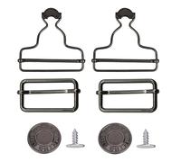 WedDecor 40mm Metal Dungaree Buckles with Tri-Glide Sliders and No-Sew Jean Buttons Durable Adjustable Fasteners for Bib Overalls, Fashion Design & Handmade Tailoring Projects, Gunmetal, 2pcs Set