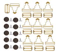 WedDecor 40mm Metal Dungaree Buckles with Tri-Glide Sliders and No-Sew Jean Buttons Durable Adjustable Fasteners for Bib Overalls, Fashion Design & Handmade Tailoring Projects, Bronze, 10pcs Set