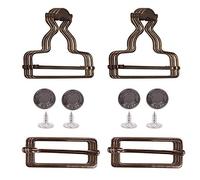 WedDecor 40mm Metal Dungaree Buckles with Tri-Glide Sliders and No-Sew Jean Buttons - Durable Adjustable Fasteners for Bib Overalls, Fashion Design & Handmade Tailoring Projects, Gunmetal, 2pcs Set