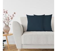 WedDecor 45 x 45 cm Square Navy Blue Modern Cushion Covers, Set of 2 Polyester Linen Pillow Case Cushion Covers for Sofa Garden Bed Couch Throw Pillow Cases