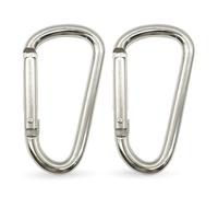 WedDecor 45mm Aluminium Carabiner Clip, D-Shape Lightweight Snap Hook with Spring Loaded Gate, Multi-Purpose Camping Carabiner for Keys, Backpacking, Hammock, Outdoor Travel - Silver, Pack of 2