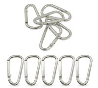 WedDecor 45mm Aluminium Carabiner Clip, D-Shape Lightweight Snap Hook with Spring Loaded Gate, Multi-Purpose Camping Carabiner for Keys, Backpacking, Hammock, Outdoor Travel - Silver, Pack of 10