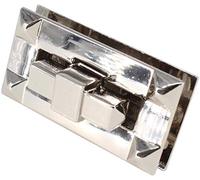 WedDecor 47mm x 24mm Twist & Turn Rectangle Clasp Lock Closure Replacement Metal Fasteners Bag, Purse, Handbag, Leather, Art & Craft, DIY Projects, Silver, 2pcs