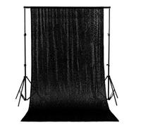 WedDecor 4ft x 7ft Black Shiny Glitter Sequin Backdrop Curtain Photography Photo Studio Background for Prom Wedding Christmas Birthday Party Celebrations Events and Decoration