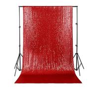 WedDecor 4ft x 9ft Red Shiny Glitter Sequin Backdrop Curtain Photography Photo Studio Background for Wedding Prom Christmas Birthday Party Celebrations Events and Decoration