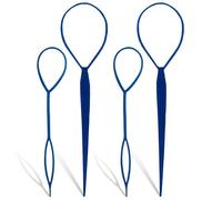 WedDecor 4pcs Topsy Hair Braid Tool Ponytail Holder and Bun Maker Durable Braiding Tool for Women's Fast Hairstyling Fashion Accessories French Twist Hair Plaiting, Blue