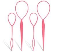 WedDecor 4pcs Topsy Hair Braid Tool Ponytail Holder and Bun Maker Durable Braiding Tool for Women's Fast Hairstyling Fashion Accessories French Twist Hair Plaiting, Pink