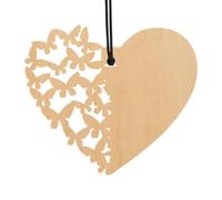 WedDecor 5-Pack Wooden Heart-Shaped Ornaments, Butterfly Design & Blank for Personalisation with Hanging Twine - Perfect for Valentine's Day, Weddings, Christmas & Customised Gifts