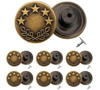 WedDecor 5 Star Jeans Button Hammer on Tack Fastener with Back Pin Hand Pressed Studs for Clothing Repairing, Denim, Jackets, 17mm, Bronze, 50pcs