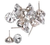 WedDecor 50pcs Crystal Head Upholstery Nails, Upholstery Tacks Thumb Decorative Push Pins for Sofa Bed Headboard Wall Furniture DIY Crafts Decoration, 18mm, Silver