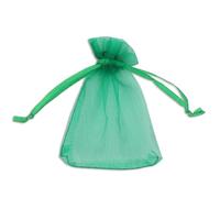 WedDecor 50pcs Dark Green Mini Drawstring Organza Bags 7cm x 9cm - Small Sheer Gift Bags for Wedding Favors, Christmas, Birthdays, Jewellery, Party Supplies - Clear Mesh Pouches