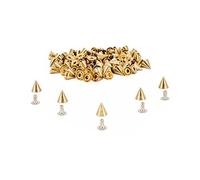 WedDecor 50pcs Gold Cone Spike Rivet Studs 8mm x 8mm with Pins for Embellishment, Decorative Clothes, Leather Craft, DIY Project, Bags, Belts
