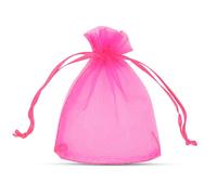 WedDecor 50pcs Peach Mini Drawstring Organza Bags 7cm x 9cm - Small Sheer Gift Bags for Wedding Favors, Christmas, Birthdays, Jewellery, Party Supplies - Clear Mesh Pouches
