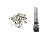 WedDecor 50pcs Silver Metal Pyramid Studs with Hand Tool for Decorating Clothing, Belts, Bags, Shoes, Leathercrafts, Punk Goth Fashion Accessory, Embellishing DIY Projects, 8mm