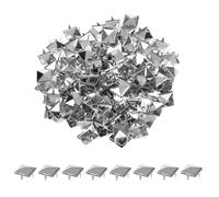 WedDecor 50pcs Square Pyramid Rivets 12mm Silver Punk Nail Head Studs Four-Jaw Studs Spikes Metal Leather Rivets for Decorating Belts, Bags, Shoes, Leathercrafts, Punk & Goth Fashion Accessories