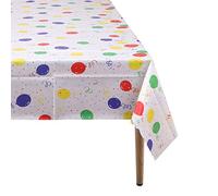 WedDecor 54 x 108 Inch Rectangle Multicolour Polka Dot Table Covers Plastic Table Cloth Oilcloth Tablecloth Waterproof Disposable Table Decorations for Circus Party Decor, Weddings, 1pc