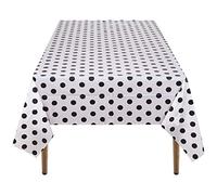 WedDecor 54 x 108 Inch Rectangle White Polka Dot Table Covers Plastic Table Cloth Oilcloth Tablecloth Waterproof Disposable Table Decorations for Circus Party Decor, Weddings, 1pc