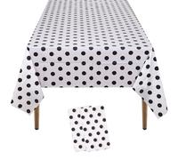 WedDecor 54 x 108 Inch Rectangle White Polka Dot Table Covers Plastic Table Cloth Oilcloth Tablecloth Waterproof Disposable Table Decorations for Circus Party Decor, Weddings, 2pcs