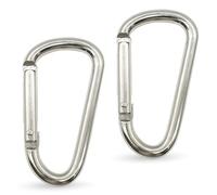 WedDecor 55mm Aluminium Carabiner Clip, D-Shape Snap Hook with Spring-Loaded Gate | Multi-Purpose Camping Carabiner for Keys, Water Bottle, Backpacking, Hammock, Travel Gear & Rust-Proof, Silver, 2pcs
