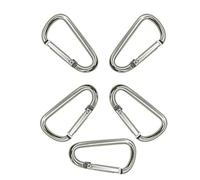 WedDecor 55mm Carabiner Spring Loaded Aluminium Snap Hook Clasps D-Shape Ring Keychain Clip for Outdoor Camping, Cycling, Travelling, Key Ring Holder, Silver, 5pcs