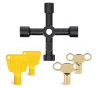 WedDecor 5pcs Multi-Tool Pack - 2pcs Yellow Gas Meter Box Set, 2pcs Radiator Bleed Key Set and 1 Piece 4-Way Utility Key - Keys for Utility Gas Meter Boxes, Radiators, Heating Valves & More