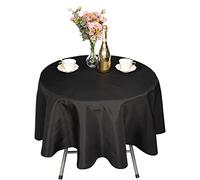 WedDecor 5pcs Premium Quality 90 Inch Black Round Tablecloth Durable Polyester Fabric Table Cover for Wedding Birthday Anniversary Dinner Parties Events Decoration