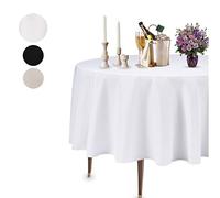 WedDecor 5pcs Premium Quality 90 Inch White Round Tablecloth Durable Polyester Fabric Table Cover for Wedding Birthday Anniversary Dinner Parties Events Decoration