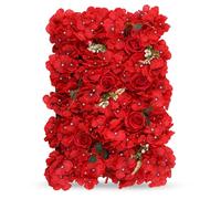 WedDecor 60cm x 40cm Realistic Artificial Daisy Red Wall - Flower & Leaf Panels for Garden, Home Decor, Wedding Backdrops, Office, Café, Shop, Salon & Outdoor Walls, Pack of 1